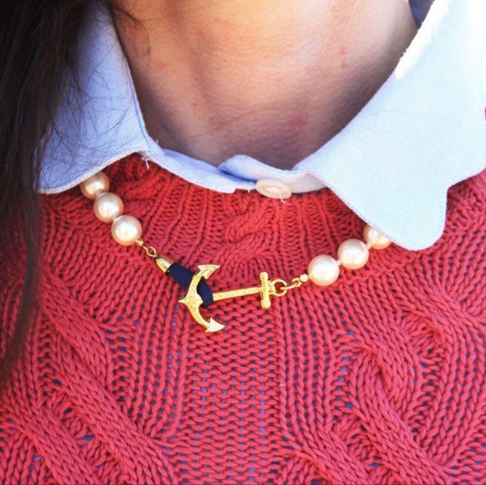 Kiel James Patrick Valerie Pearl Anchor Necklace